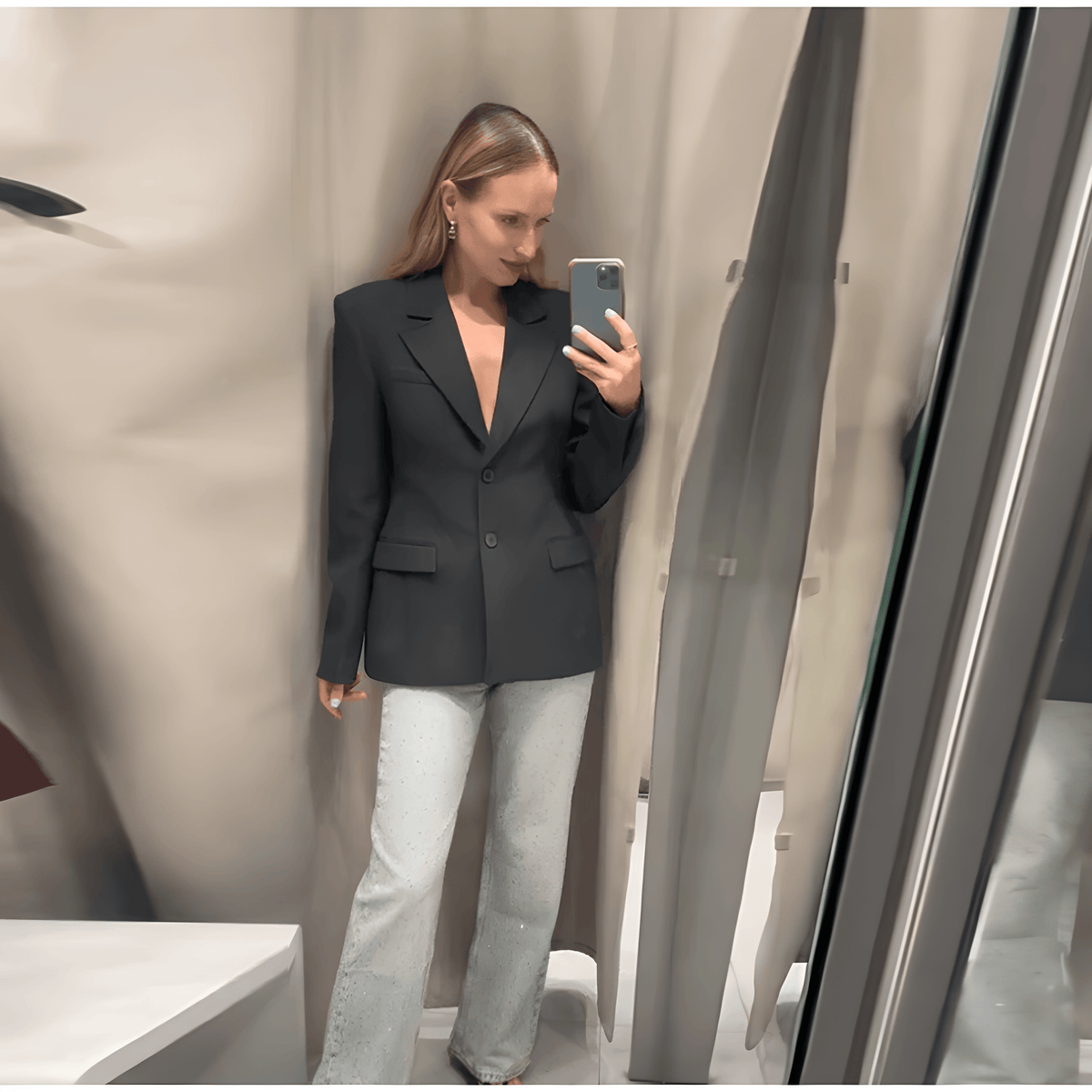 Blazer femenino negro entallado - Lunara