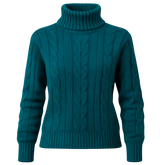 Jersey de punto de cuello alto verde oscuro para mujer - Lunara