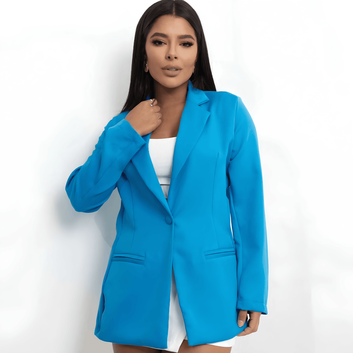 Blazer femenino azul entallado - Lunara