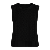 Suéter chaleco de punto negro para mujer - Lunara